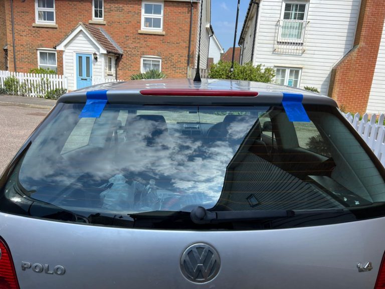 VW Polo car rear window replacement in folkestone kent